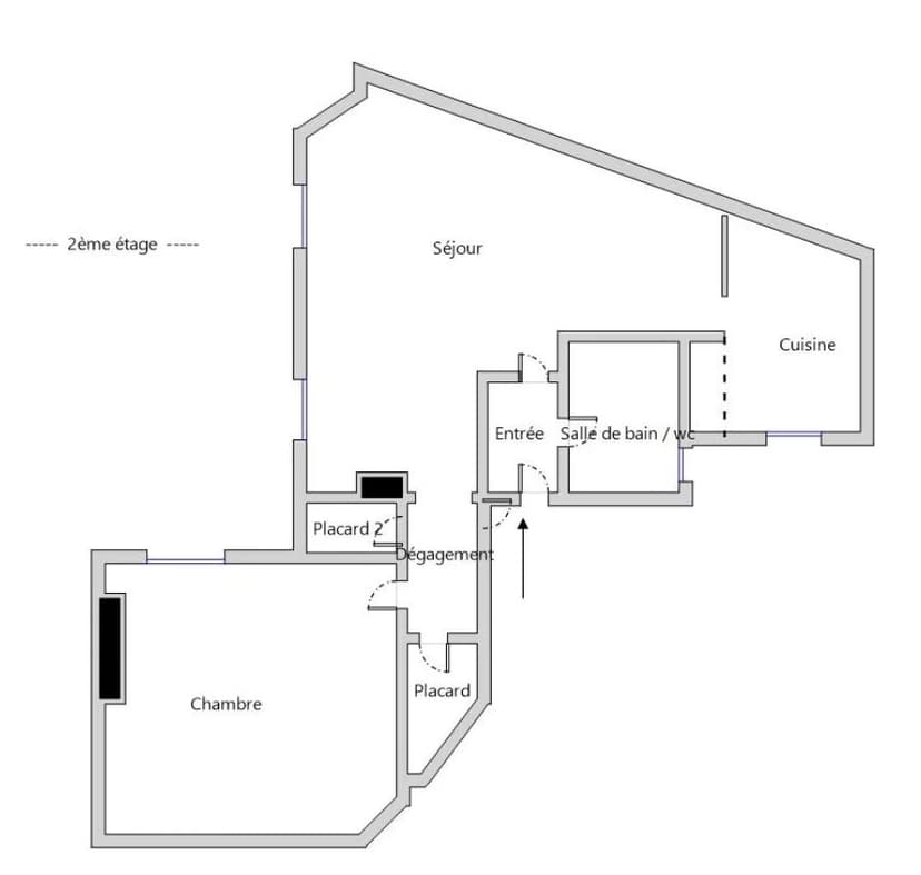 2 Pièces - 45.40m² - Gobelins